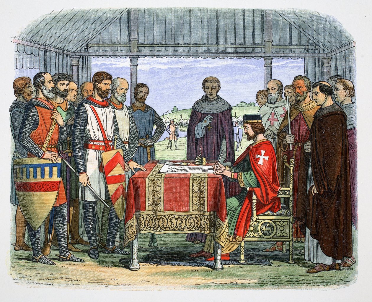 Król Jan podpisuje Wielką Kartę, Runnymede, Surrey, 1215 1864. autorstwa James William Edmund Doyle