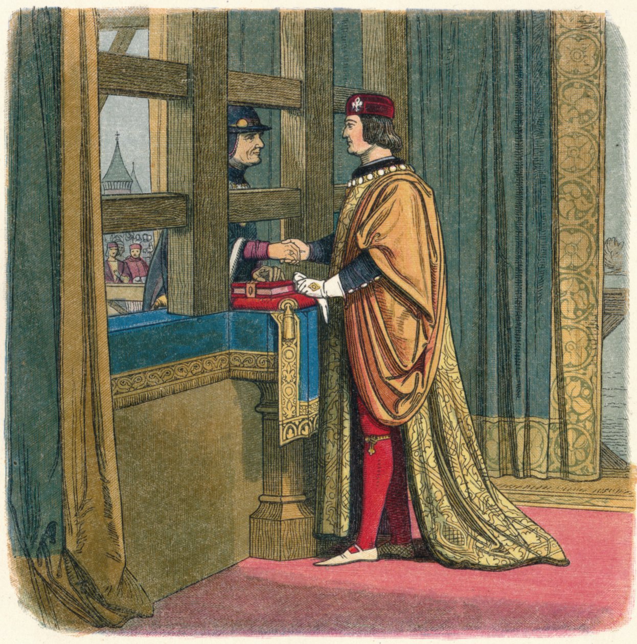 Spotkanie Edwarda IV i Ludwika XI w Pecquigny, 1475 1864 autorstwa James William Edmund Doyle