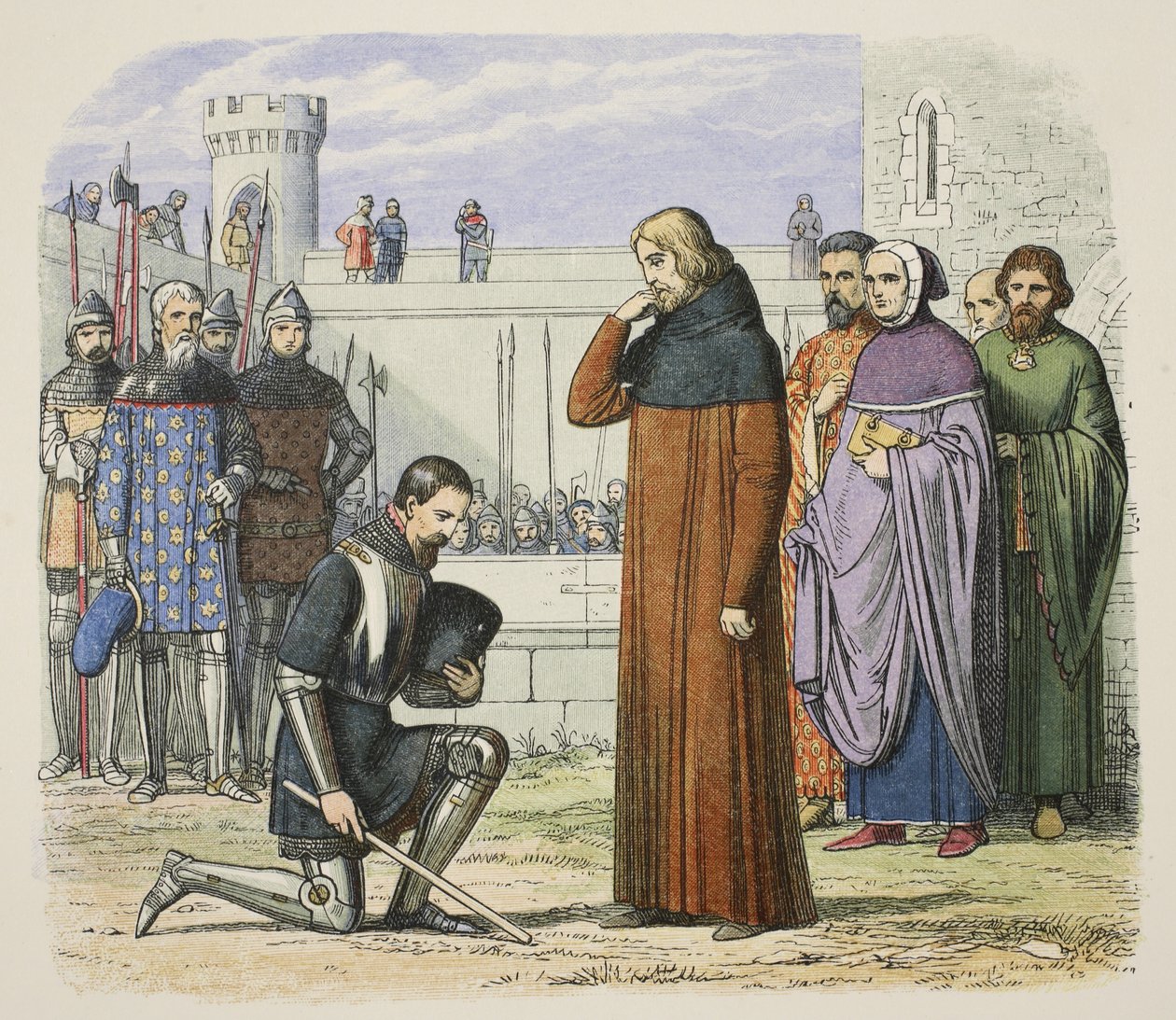 Spotkanie Ryszarda II i Henryka Bolingbroke, na którym Henryk żąda tronu, od A Chronicle of England BC 55 do AD 1485, wyd. Londyn autorstwa James William Edmund Doyle