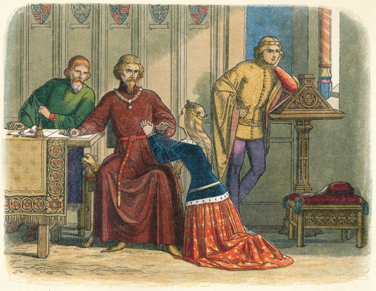 Królowa Anna wstawia się za Sir Simonem Burleyem, 1388 1864 autorstwa James William Edmund Doyle