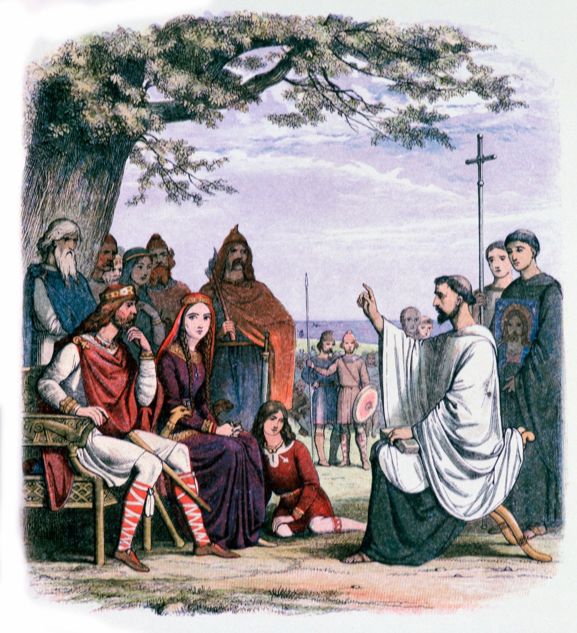 Św. Augustyn przemawia do króla Ethelberta i królowej Berty, XIX w. autorstwa James William Edmund Doyle