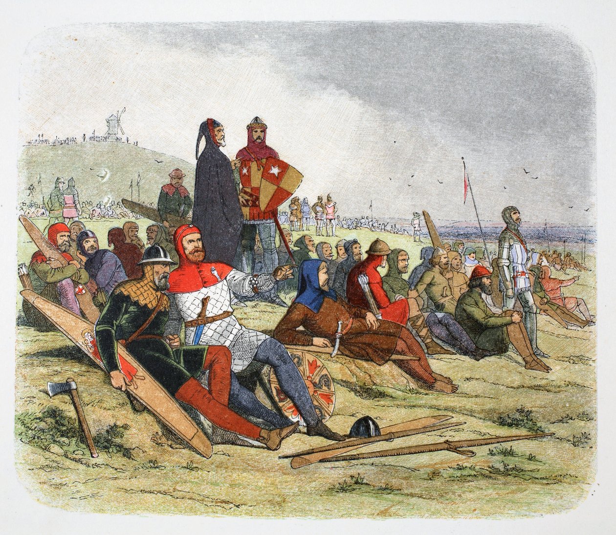 Anglicy czekają na Francuzów w bitwie pod Crecy, Francja 1346 1864 autorstwa James William Edmund Doyle