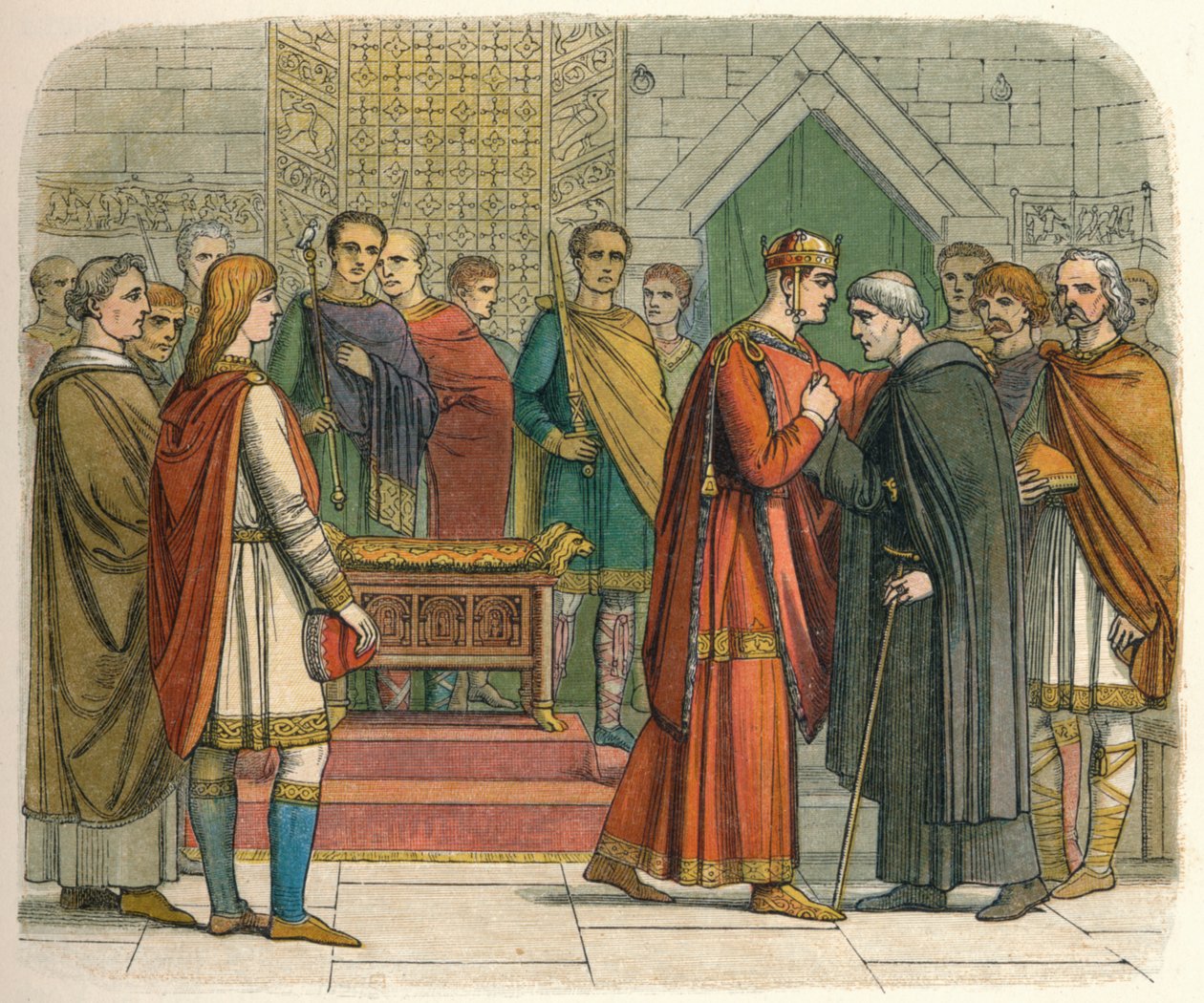 Król płaci dwór przywódcom angielskim, ok. 1066 1864 r autorstwa James William Edmund Doyle