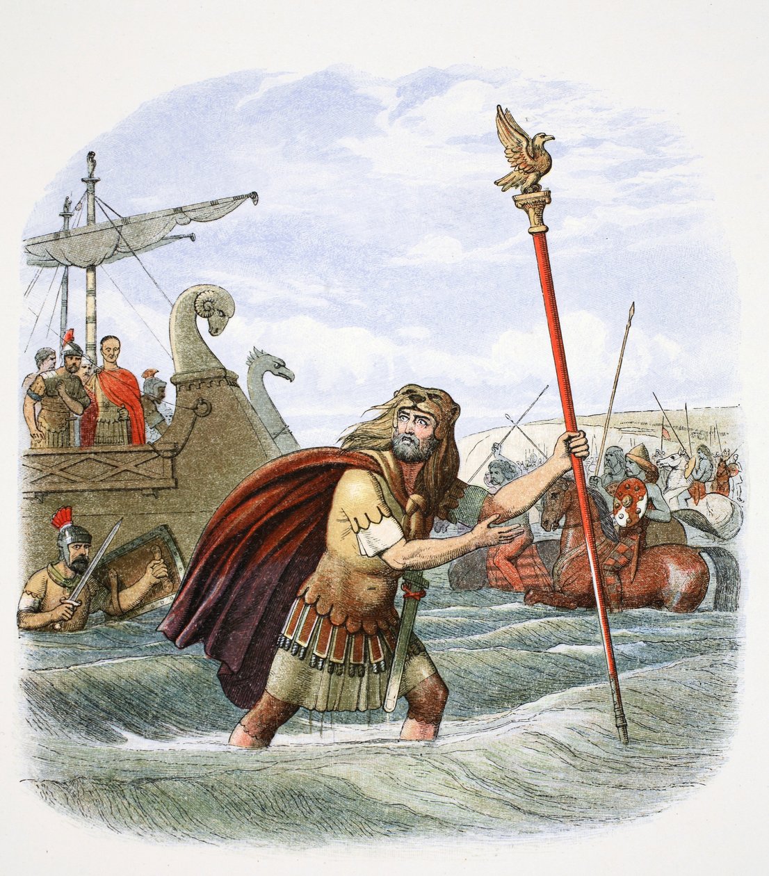 Rzymski chorąży 10. legion lądujący w Wielkiej Brytanii, 55BC 1864. autorstwa James William Edmund Doyle