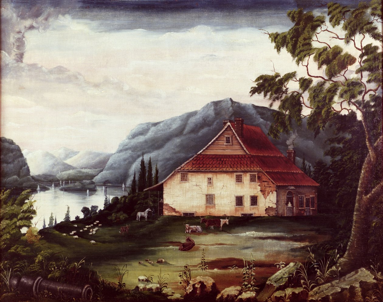 Siedziba Waszyngtonu w Newburgh nad rzeką Hudson w c.1775 autorstwa James William Fosdick