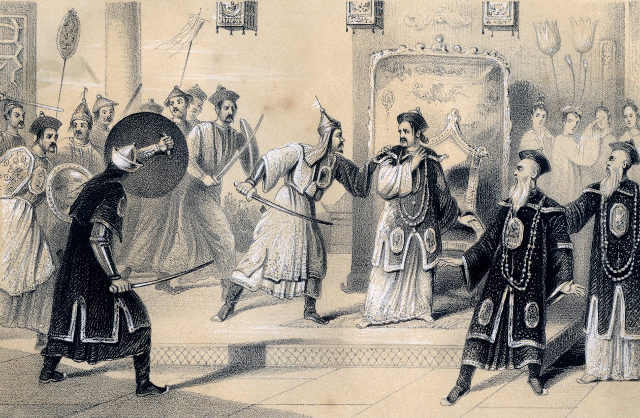 Cesarz Weit-Soong i jego dwór, wzięty do niewoli przez Tatarów, 1847 autorstwa James William Giles
