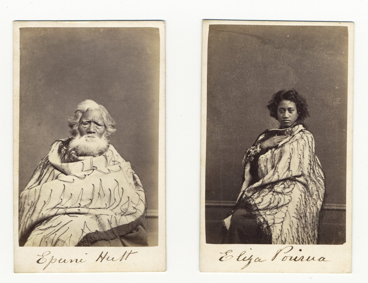 Epuni Hutt i Eliza Porirua, c.1865 (druk albumowy) autorstwa James Wrigglesworth