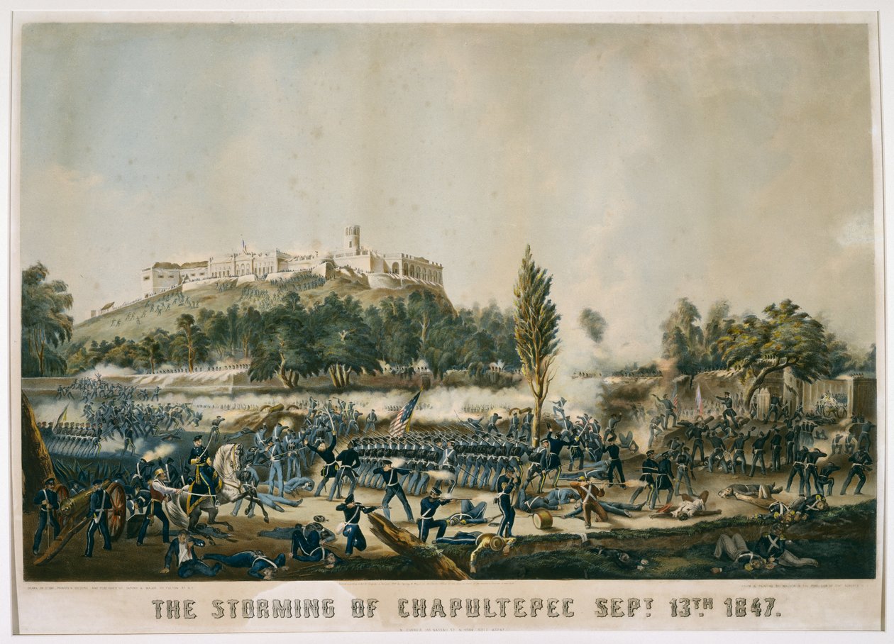 Szturm na Chapultepec 13 września 1847, 1848 (chromolitografia na papierze tkanym) autorstwa James after Walker