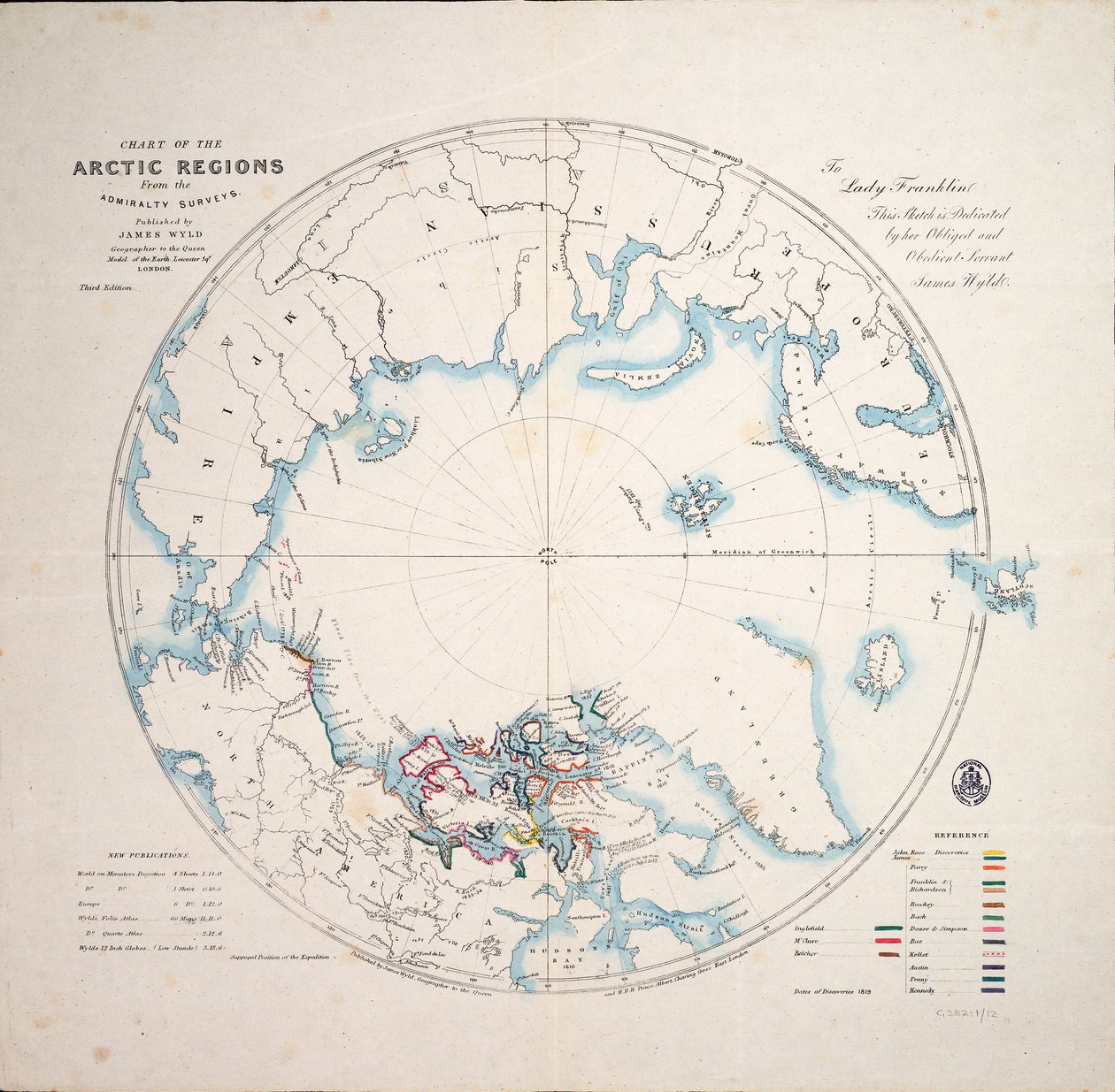 Mapa regionów arktycznych z badań Admiralicji, wydanie trzecie, ok. 1854 r. (rycina) autorstwa James the Younger Wyld