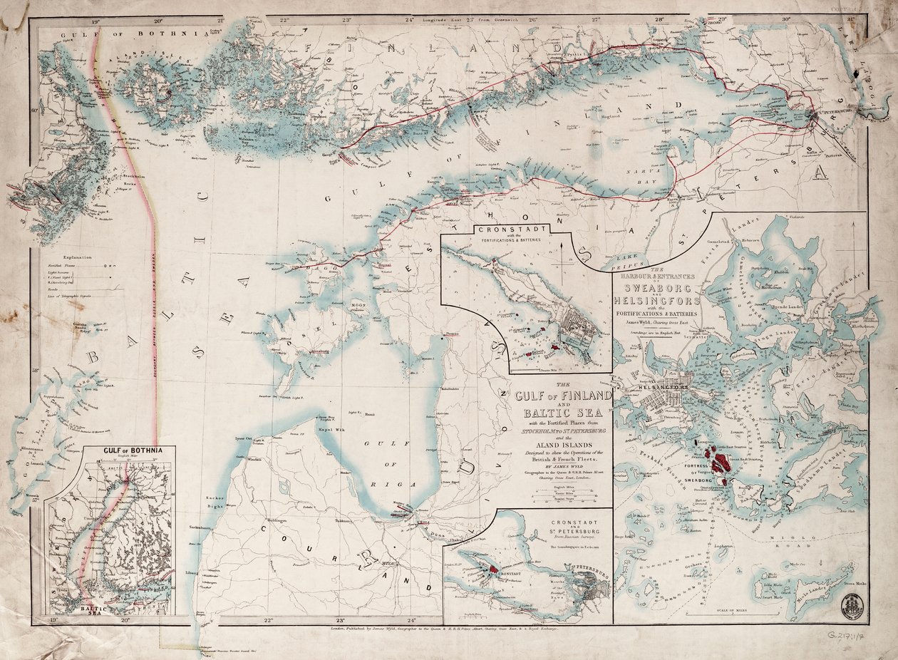 Mapa Zatoki Fińskiej i Morza Bałtyckiego autorstwa James the Younger Wyld