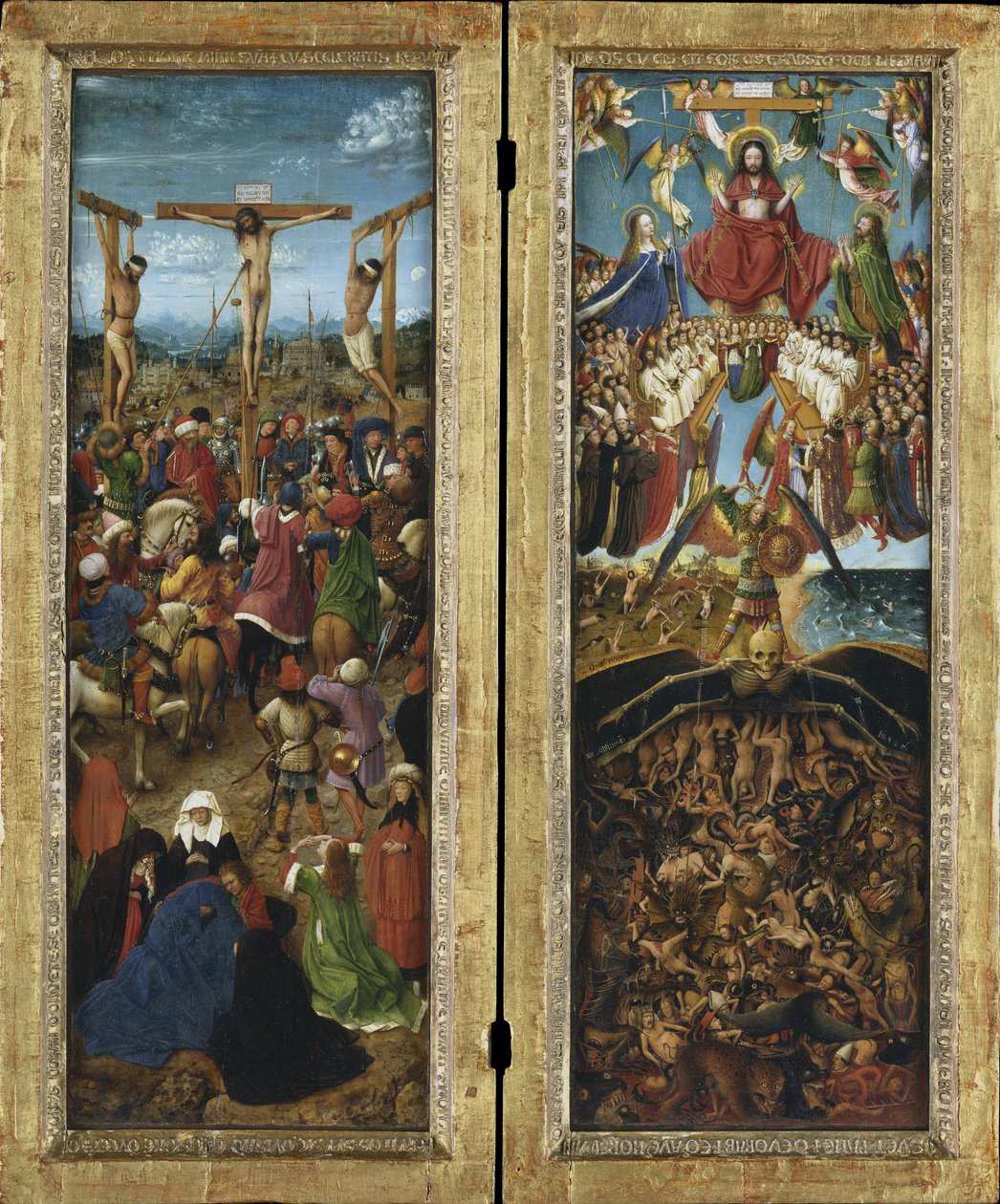 Ukrzyżowanie; Sąd Ostateczny, dyptyk autorstwa Jan van Eyck