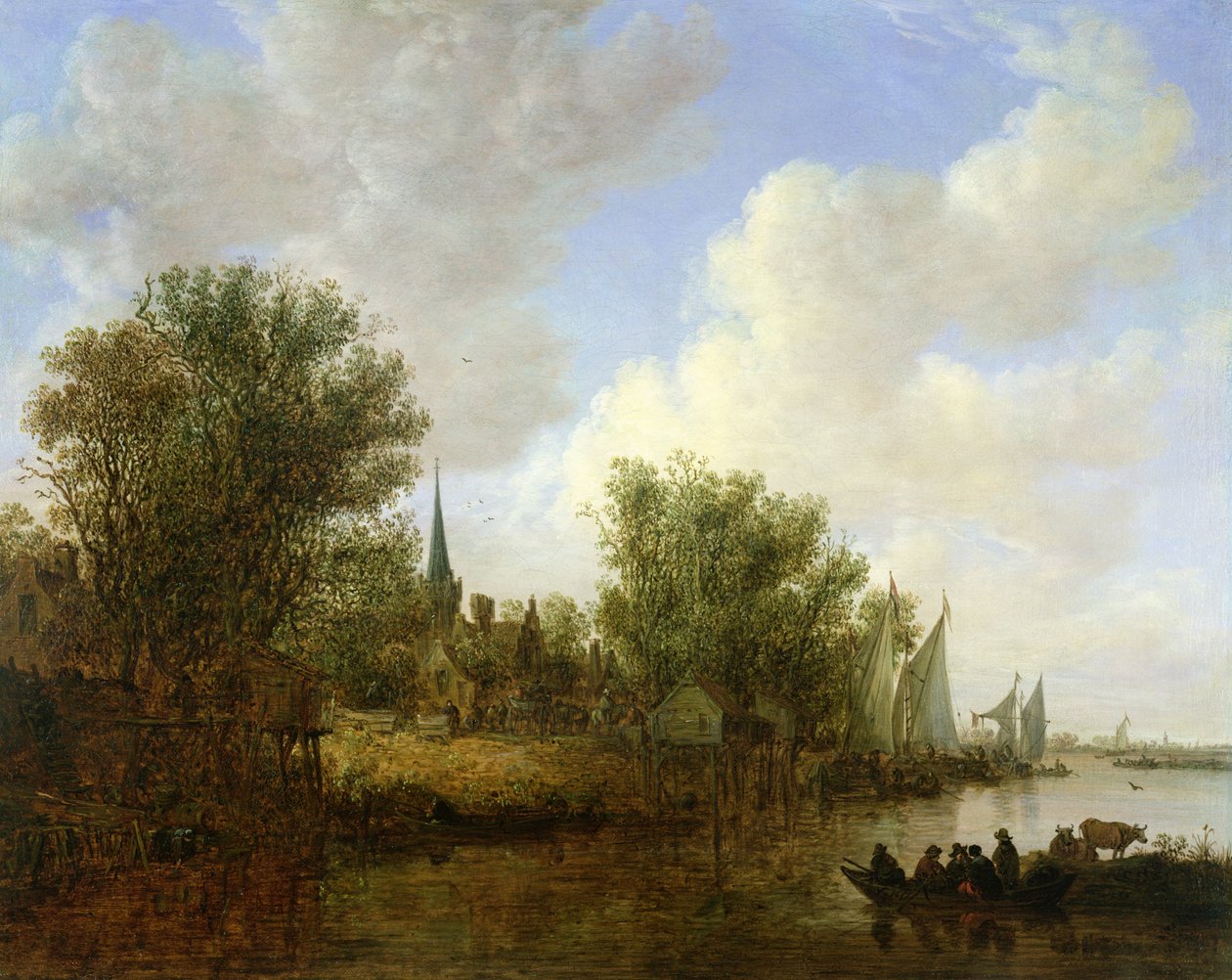 Scena na rzece z widokiem na Overschie, 1651 autorstwa Jan Josephsz van Goyen