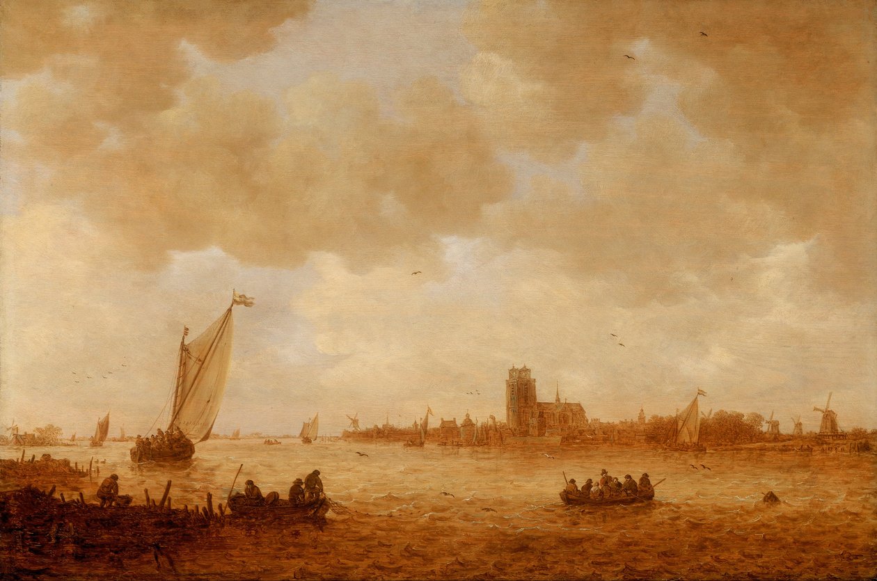Widok na Dordrecht z Grote Kirk przez Maas autorstwa Jan Josephsz van Goyen