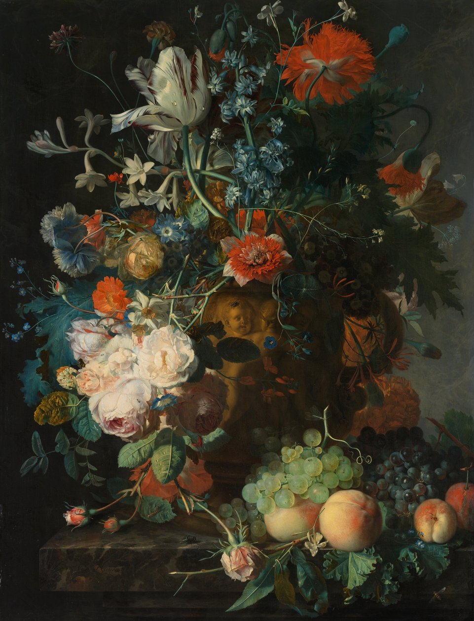 Martwa natura z kwiatami i owocami autorstwa Jan van Huysum