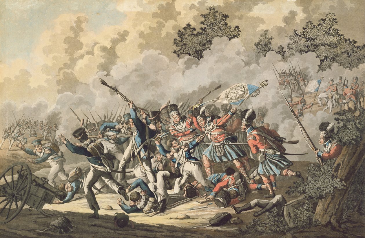 Oddziały szkockie i stara gwardia cesarska, Waterloo, 18 czerwca 1815 r. autorstwa Jan Anthonie Langendyk