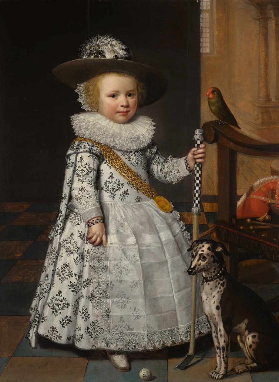 Portret chłopca z kijem golfowym i piłką autorstwa Jan Anthonisz. van Ravesteyn