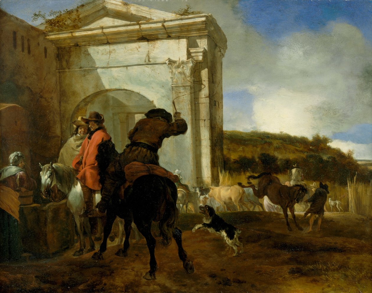 Włoski pejzaż z jeźdźcami przy wiosnę autorstwa Jan Baptist Weenix