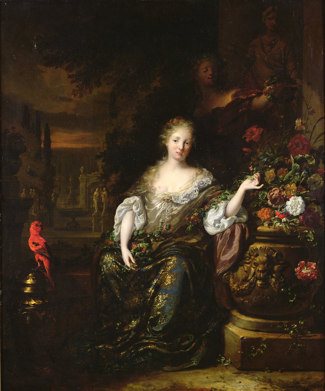 Moteris sėdi parke, 1688 poli autorstwa Jan Baptist Weenix