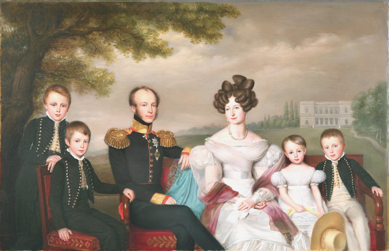 Król Wilhelm II z rodziną. Od lewej do prawej autorstwa Jan Baptist van der Hulst