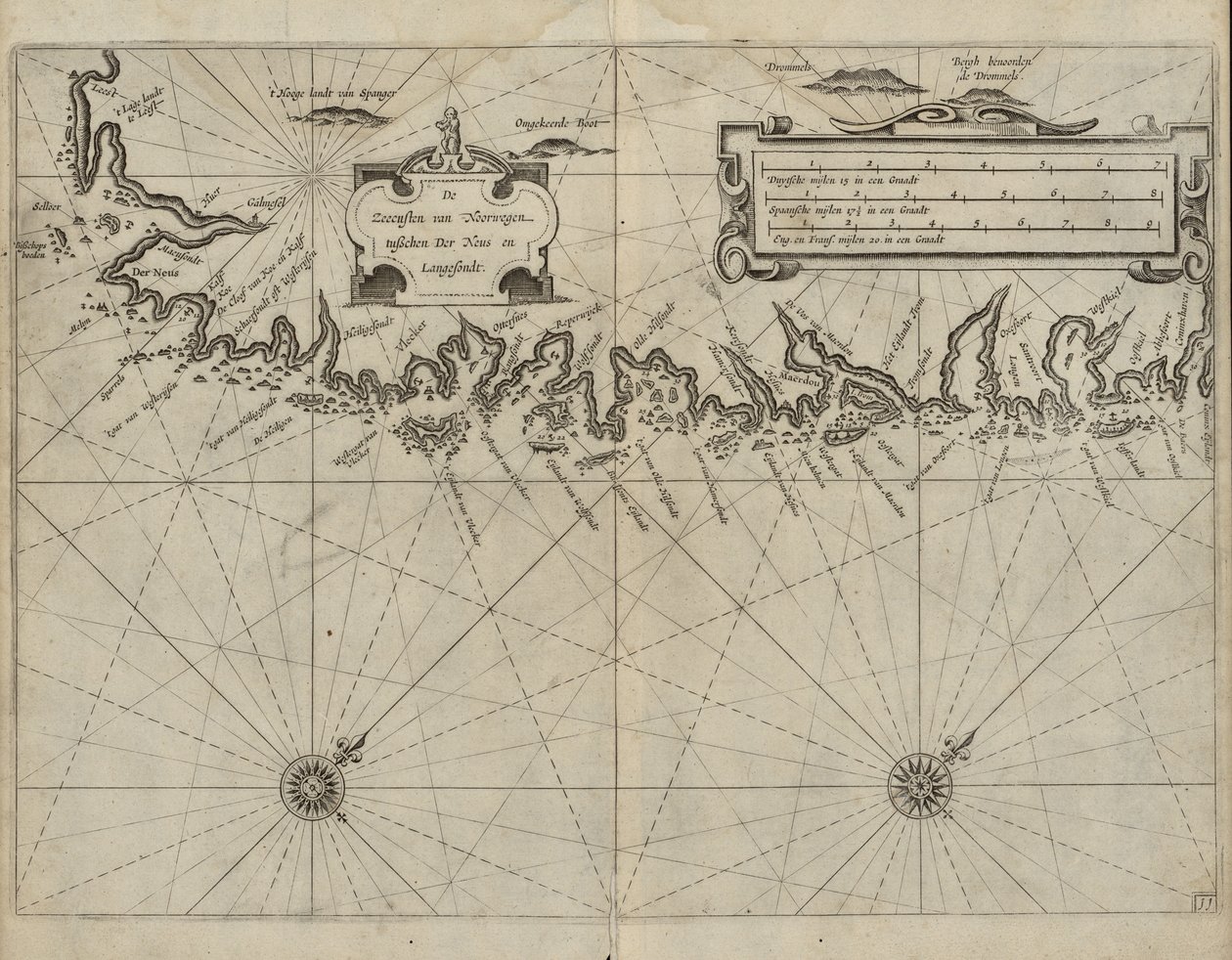 Morskie wybrzeża Norwegii między der Neus i Langesondt autorstwa Jan Blaeu