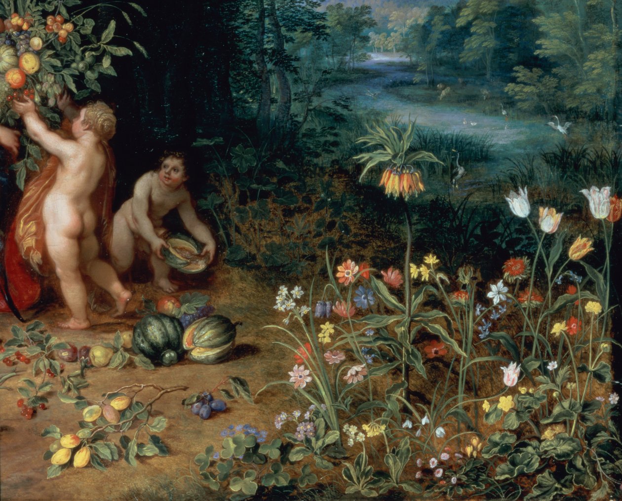 Alegoria Obfitości, detal (detal 93444) autorstwa Jan the Elder Brueghel