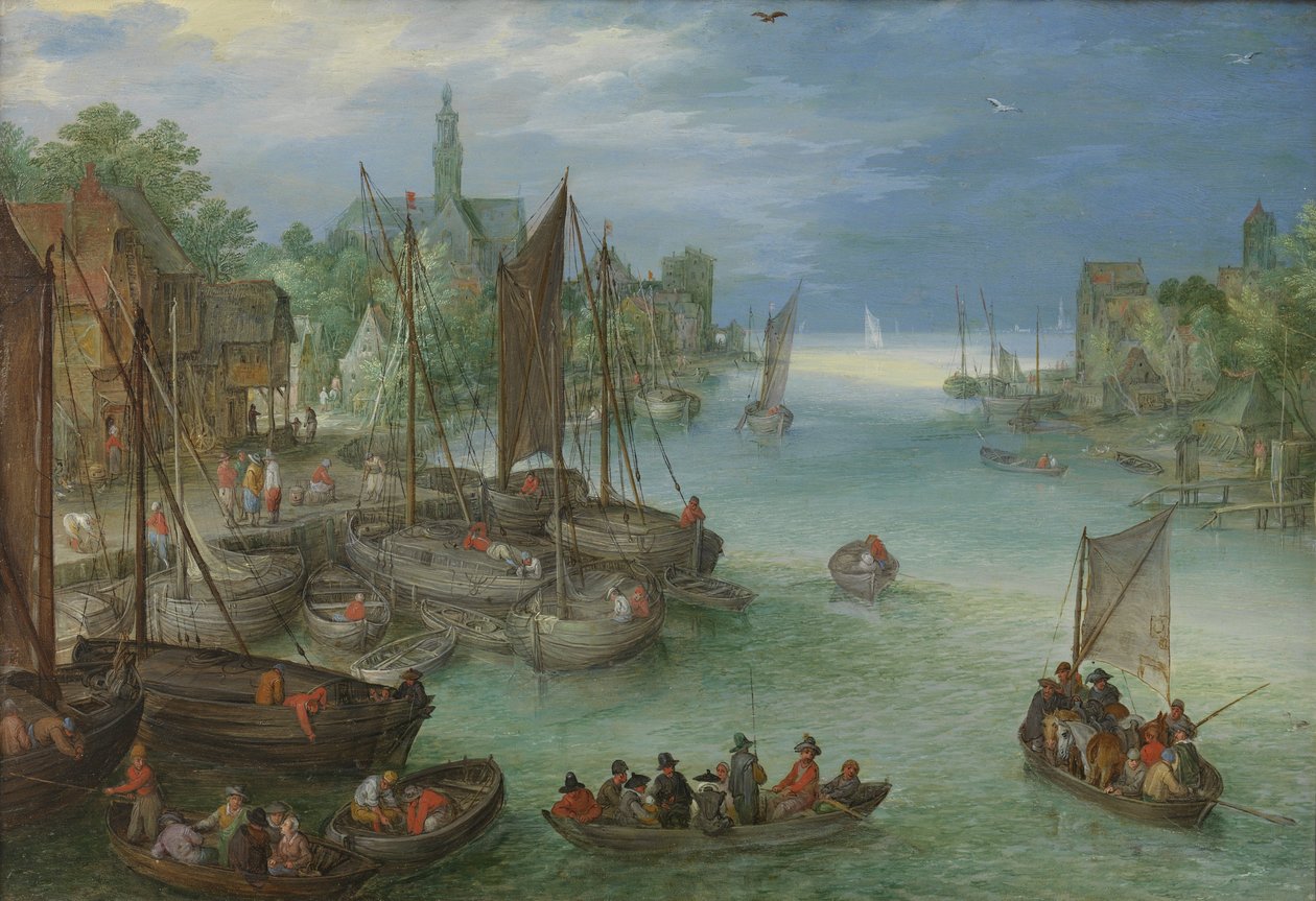 Widok na miasto nad rzeką autorstwa Jan the Elder Brueghel