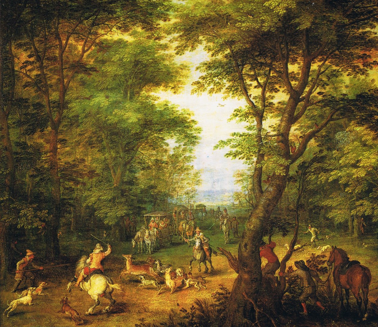 Polowanie na jelenie w lesie autorstwa Jan the Elder Brueghel