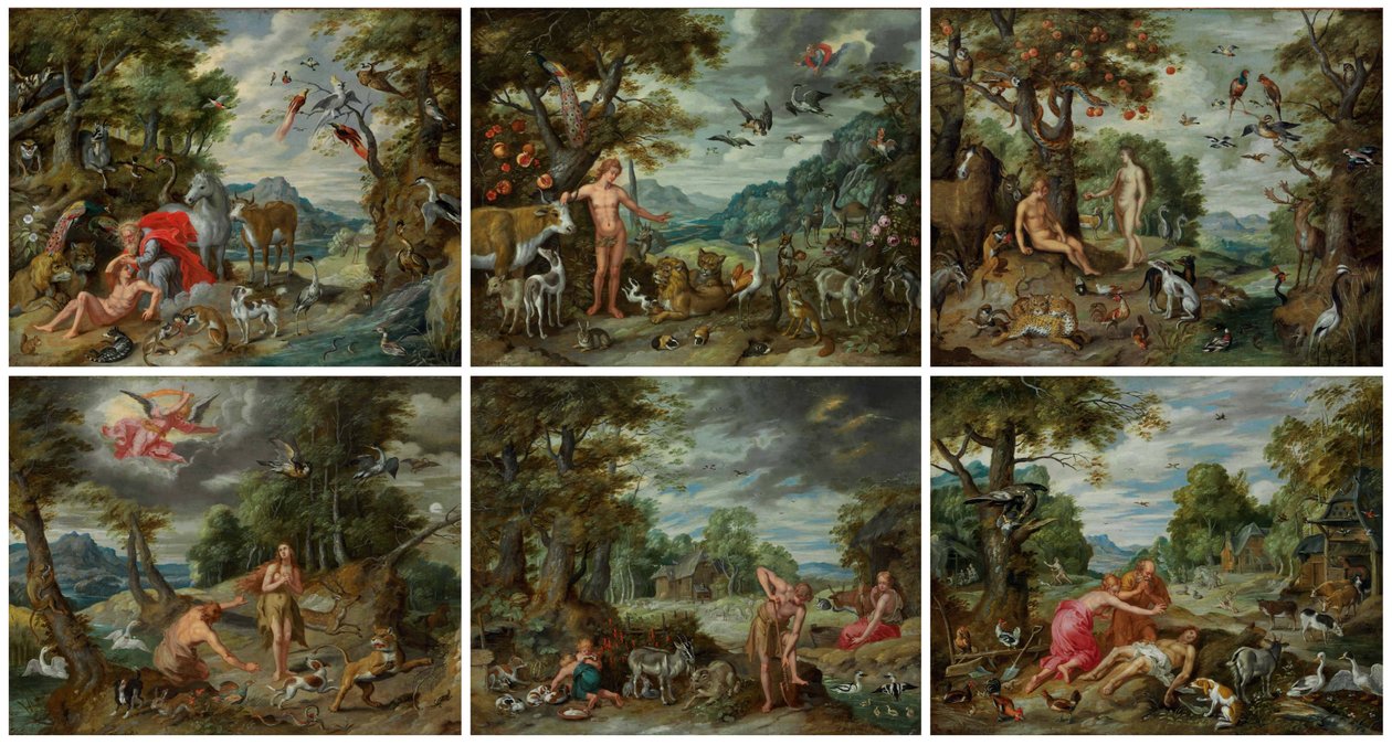 Historia Adama i Ewy autorstwa Jan Brueghel the Younger