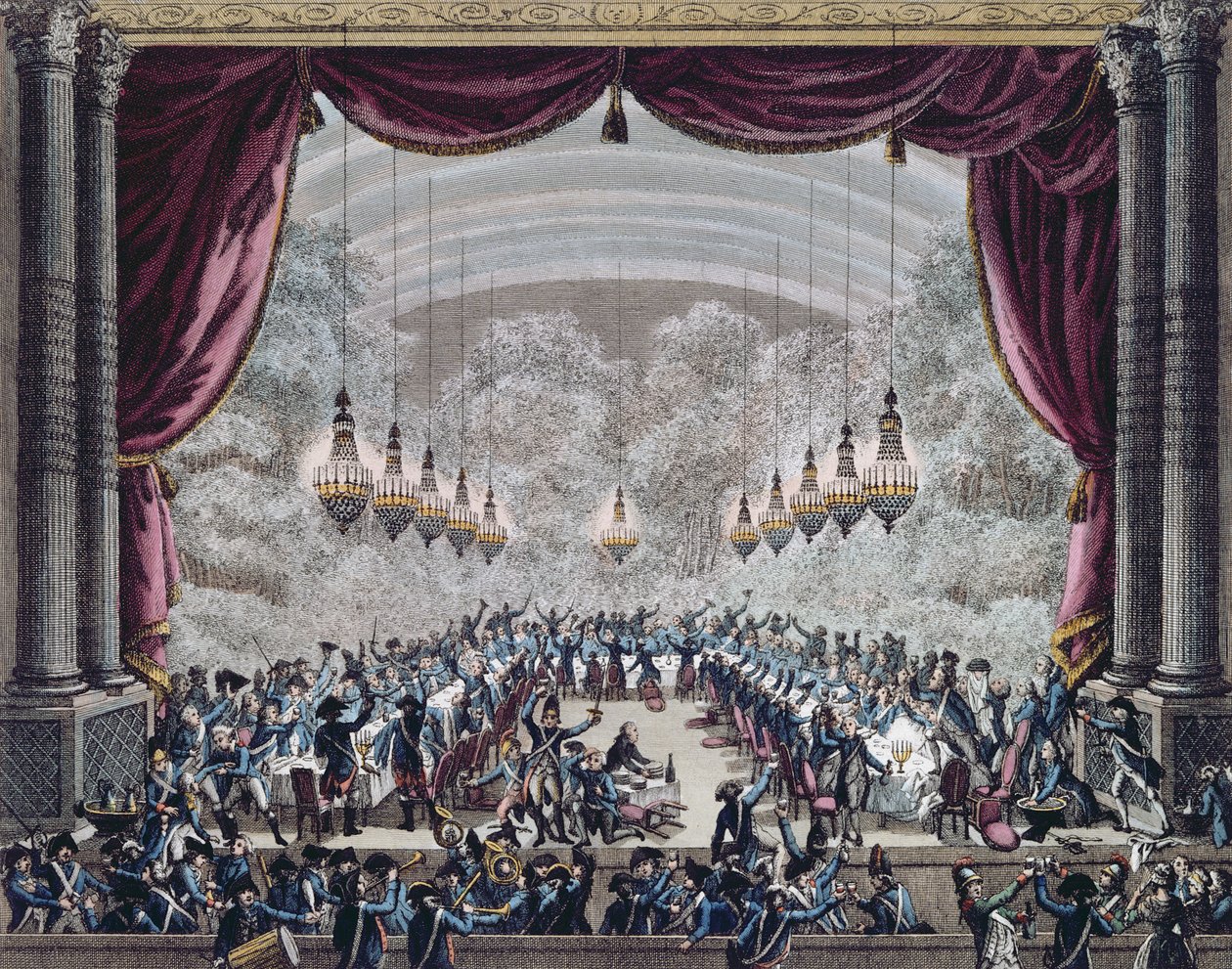 Bankiet wydany przez oficerów francuskiego Gardes du Corps dla oficerów Regimentu Flandryjskiego, 31 września 1789 r., koniec XVIII w. autorstwa Jan Bulthuis