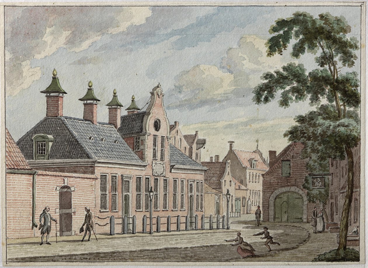 Munnekeholm z Aduardergasthuis na pierwszym planie i West-Indisch Huis w tle autorstwa Jan Bulthuis