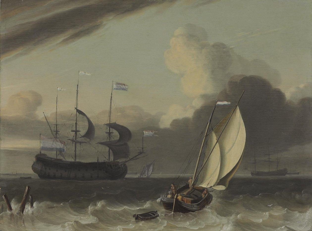 Holenderski kupiec i barka spritsail na wietrze autorstwa Jan Claesz Rietschoof