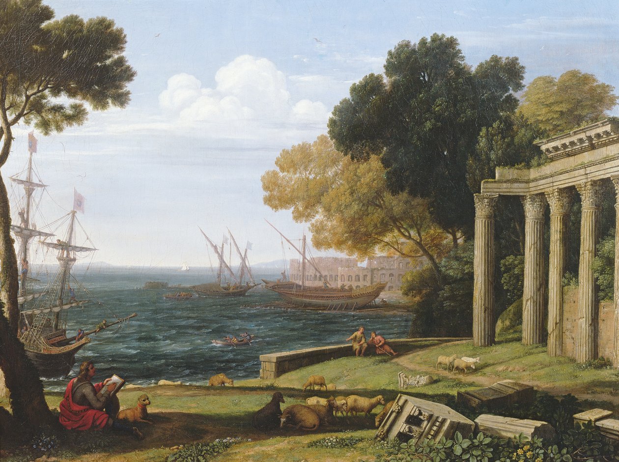 Widok na morze, port i amfiteatr Pola autorstwa Jan Frans van Bloemen