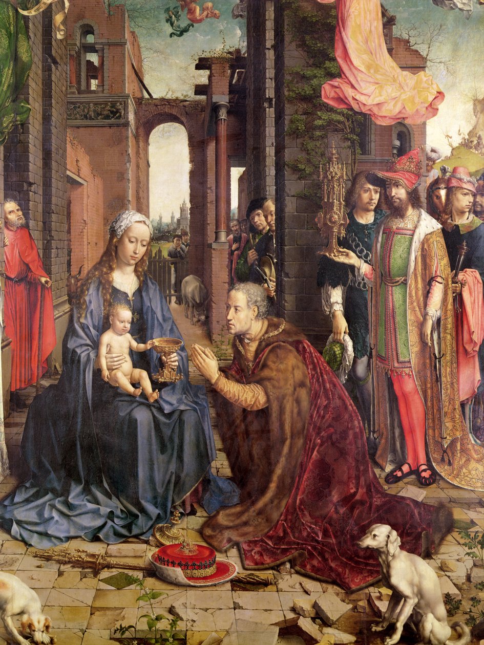 Adoracja Królów (olej na drewnie) (szczegół) autorstwa Jan Gossaert
