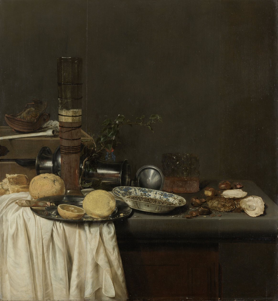 Martwa natura z wysoką szklanką do piwa, 1647 autorstwa Jan Jansz. van de Velde