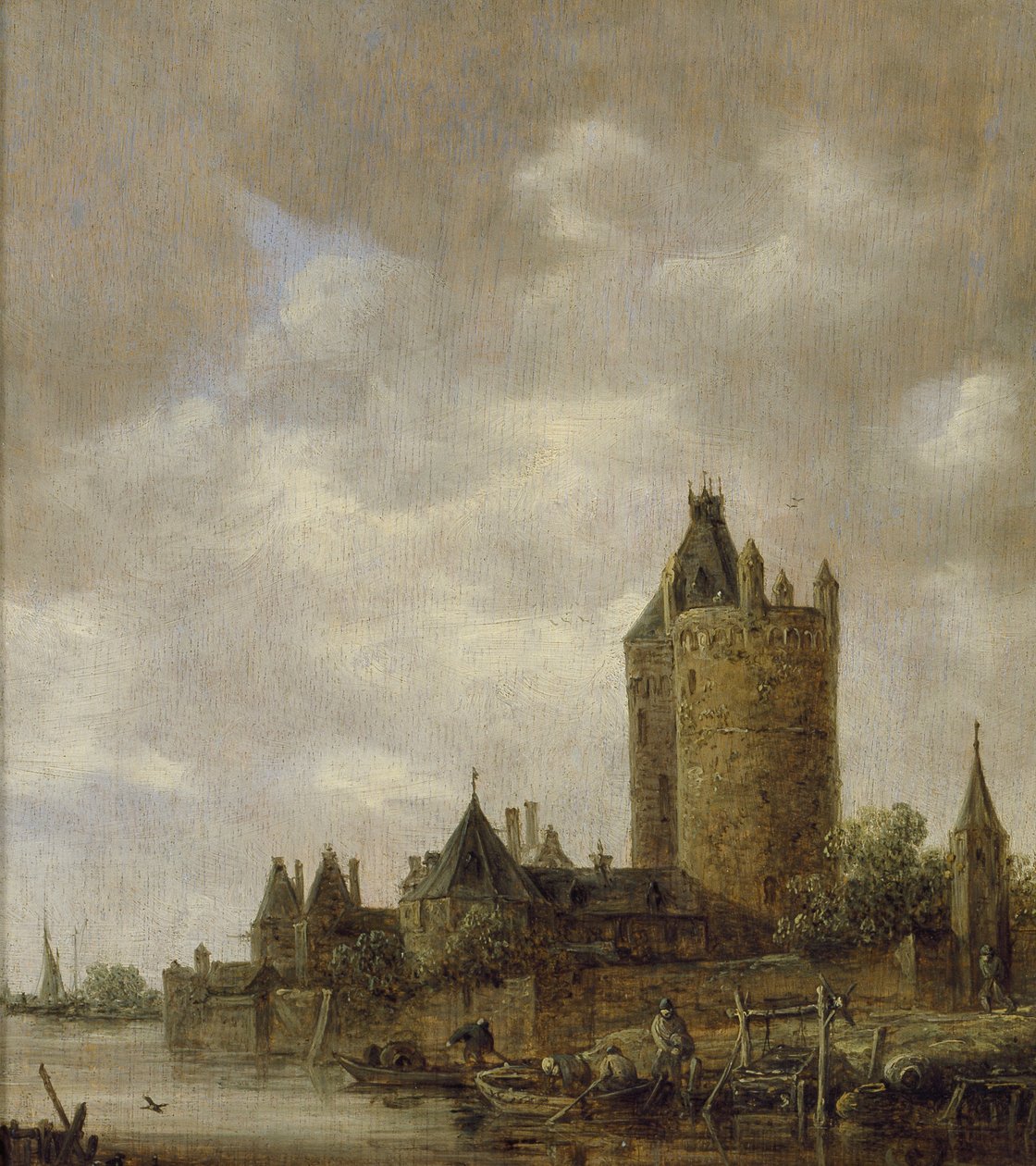 Zamek nad rzeką, 1647 (olej na płycie dębowej) autorstwa Jan Josephsz van Goyen