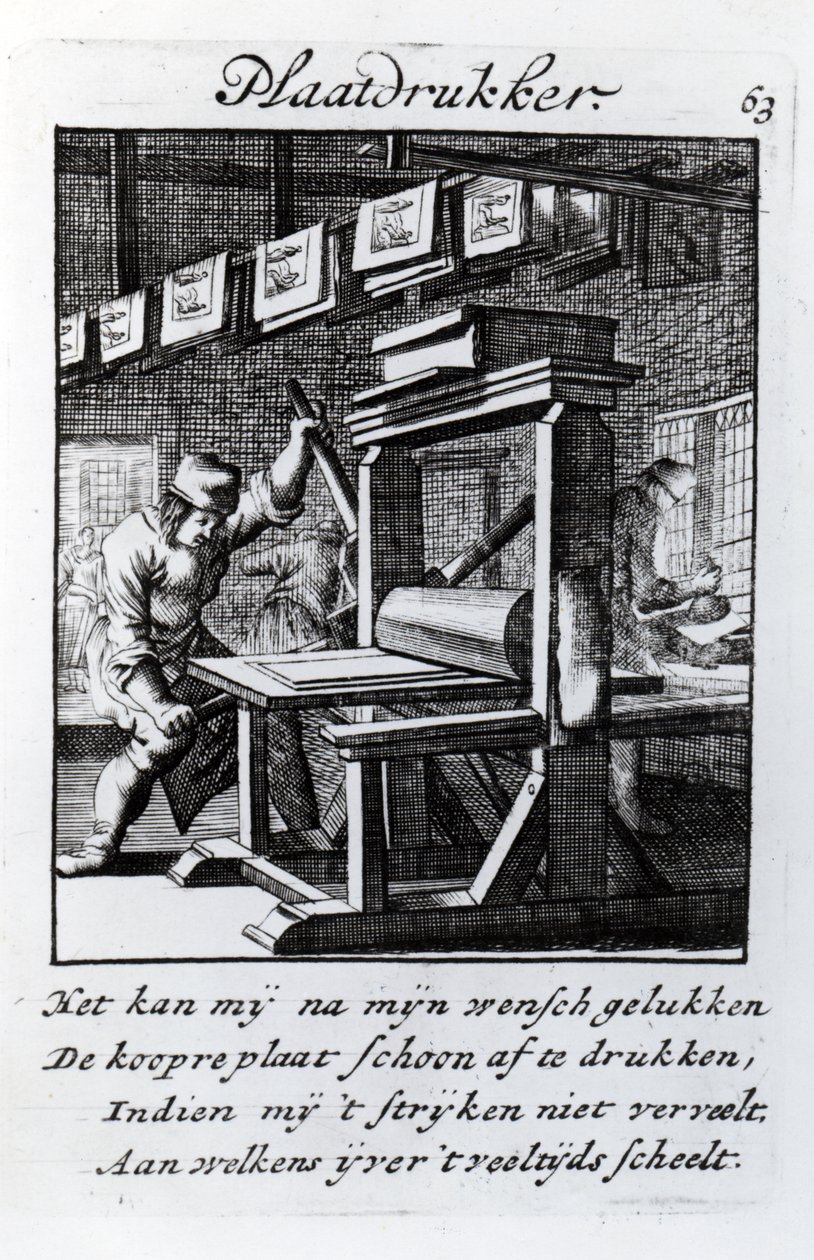 Miedziany grawer, z księgi handlowej „Coś dla wszystkich” Abrahama van St. Clary, 1736 autorstwa Jan Luyken