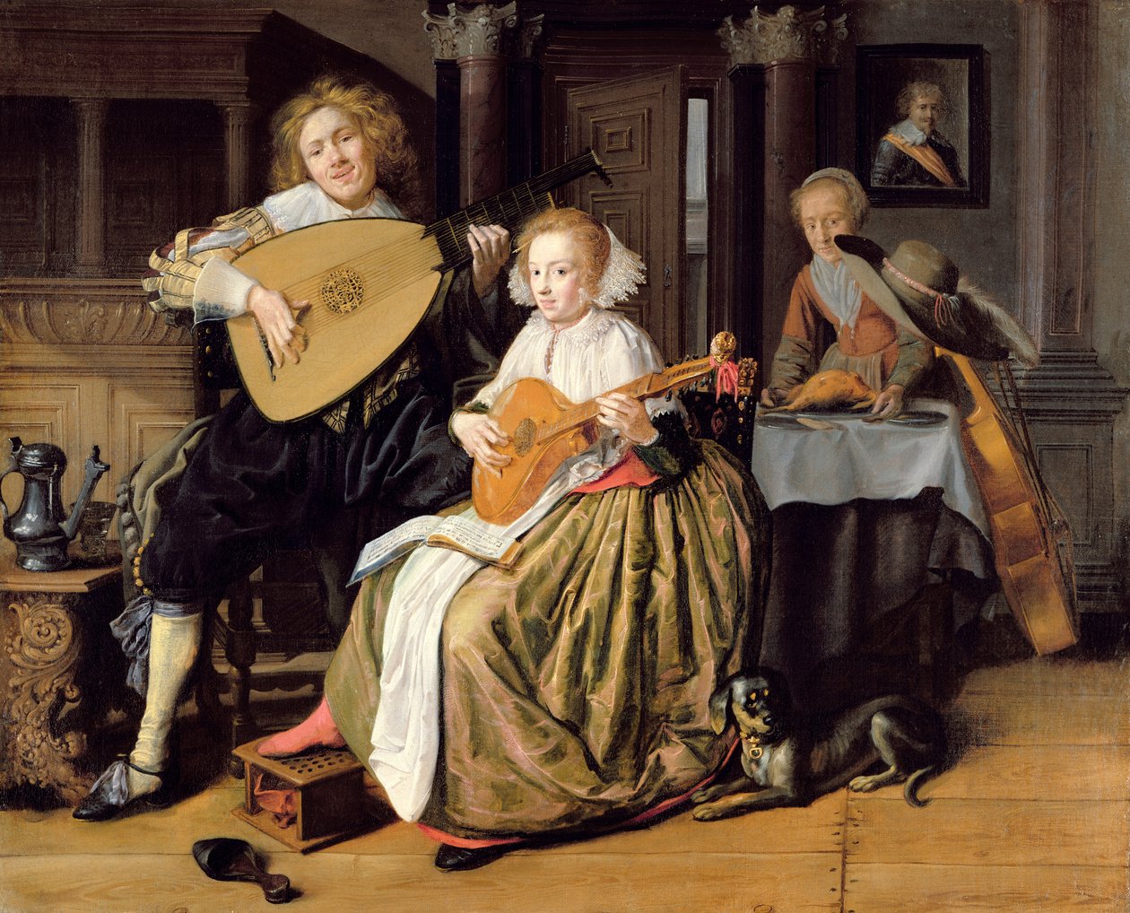 Młody mężczyzna grający na teorbie i młoda kobieta grająca na cytrze, ok. 1630-1632 autorstwa Jan Miense Molenaer