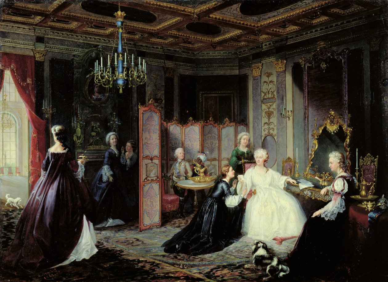Cesarzowa Katarzyna Wielka (1729-96) otrzymująca list, 1861 autorstwa Jan Ostoja Mioduszewski