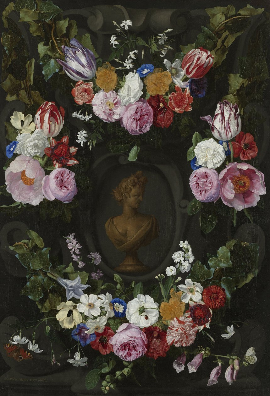 Girlanda z kwiatów otaczająca popiersie Flora autorstwa Jan Philip van Thielen