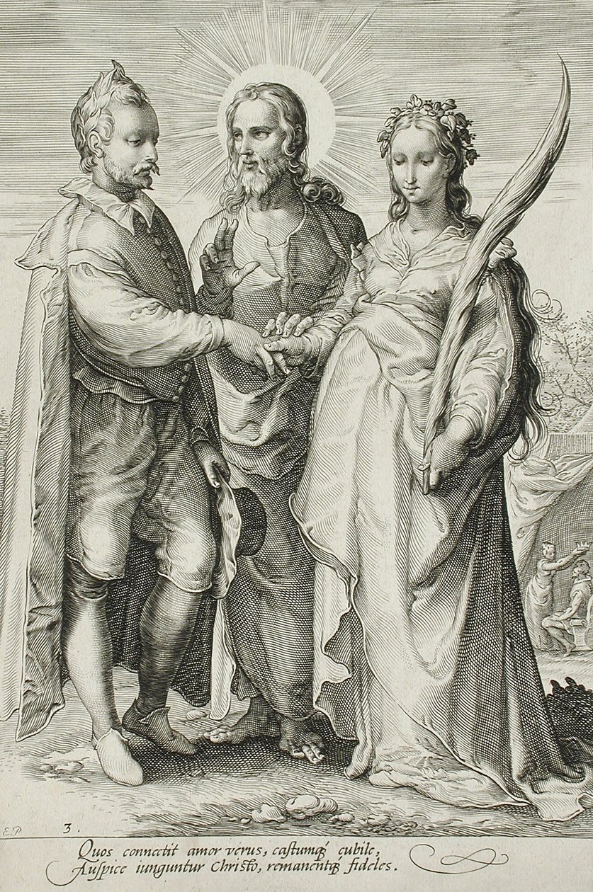 Małżeństwo chrześcijańskie, płyta 3 Trylogii małżeńskiej, c.1594 autorstwa Jan Saenredam