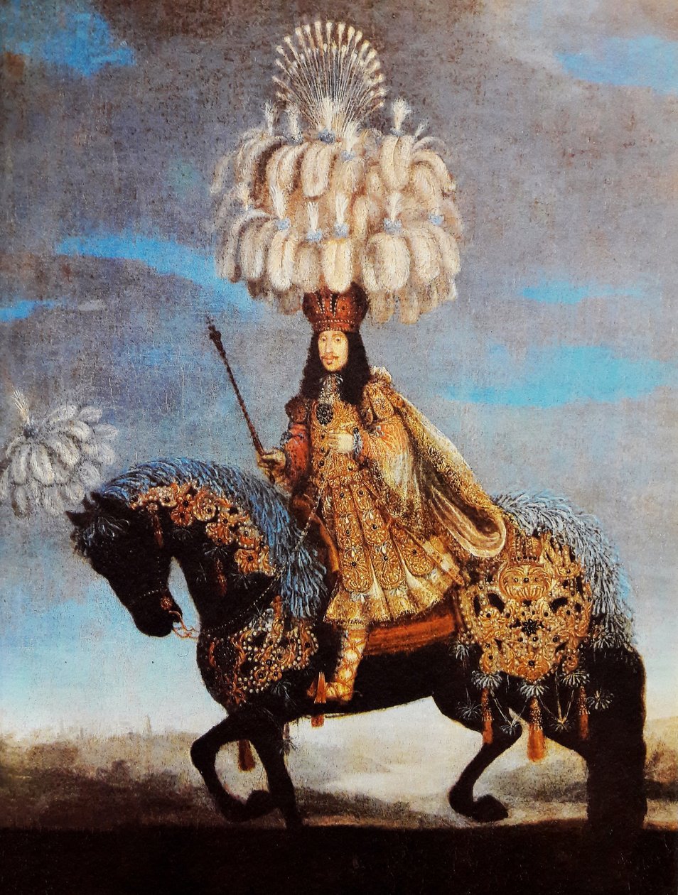 Leopold I na koniu w kostiumie do baletu konia autorstwa Jan Thomas van Ieperen