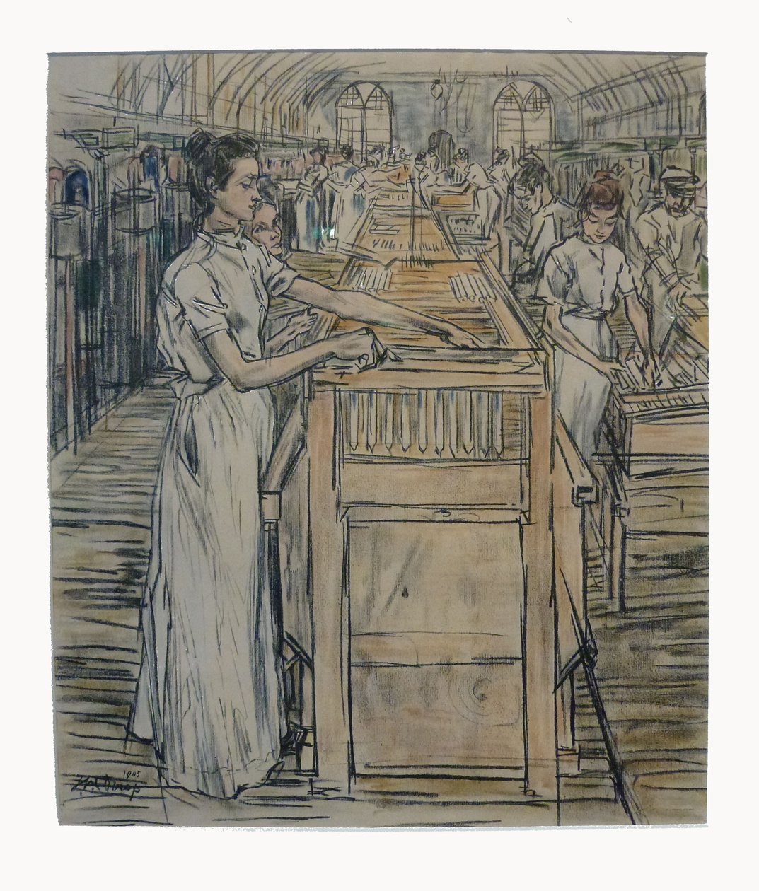 Afwerkerij 1 z 12 litografii Toorop wykonanych na temat produkcji świec autorstwa Jan Toorop
