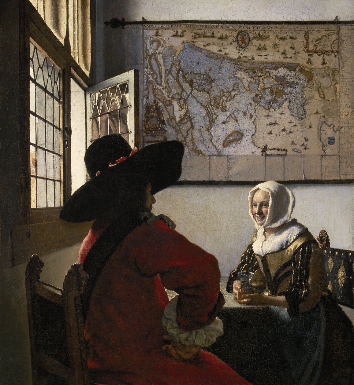Oficer i śmiejąca się dziewczyna autorstwa Jan Vermeer van Delft