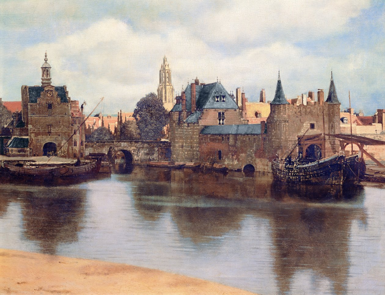Widok Delft, ok. 1660-61, olej na płótnie, detal z 1109259 autorstwa Jan Vermeer van Delft