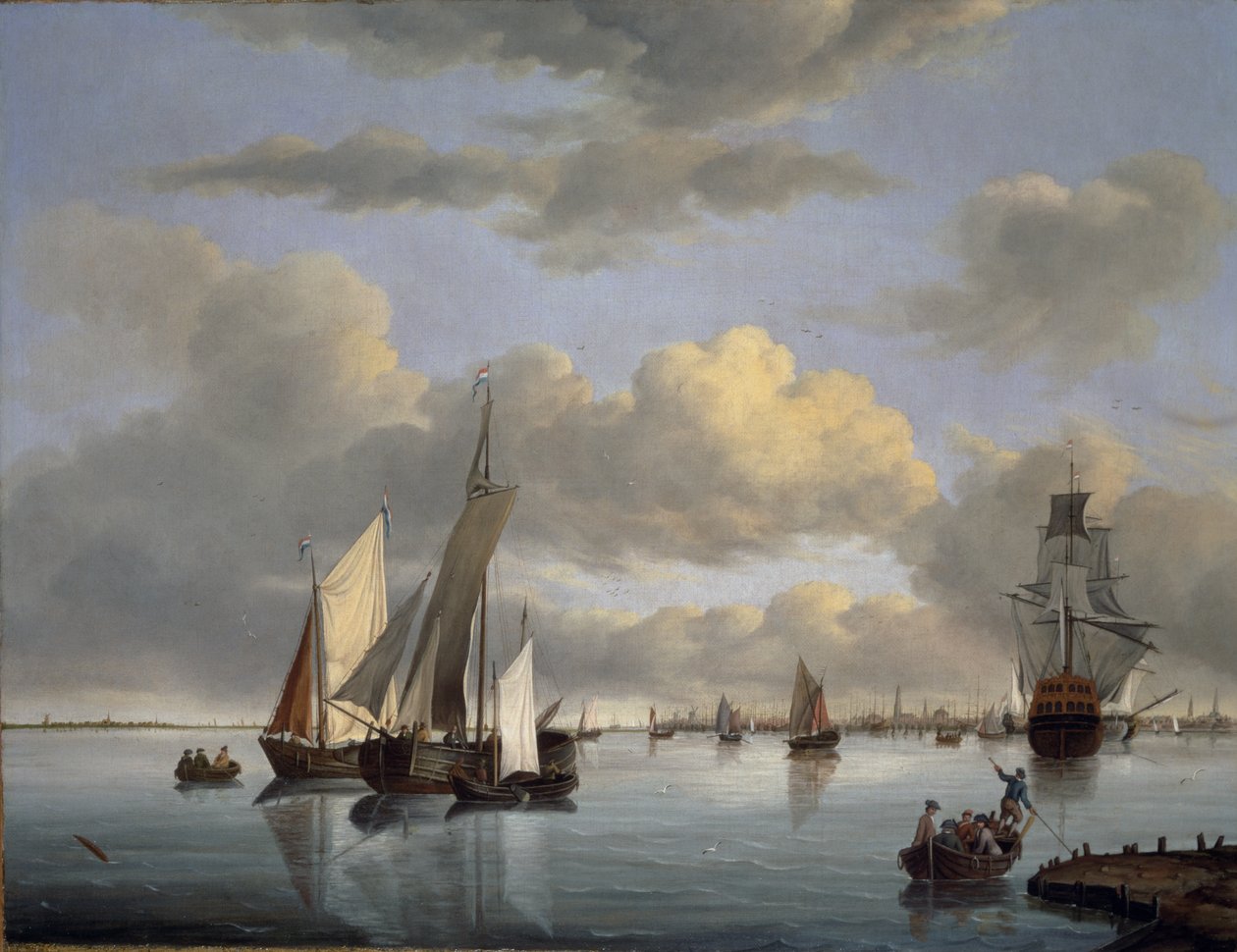 Wysyłka na Ijsselmeer z Amsterdamem w oddali autorstwa Jan Wubbels