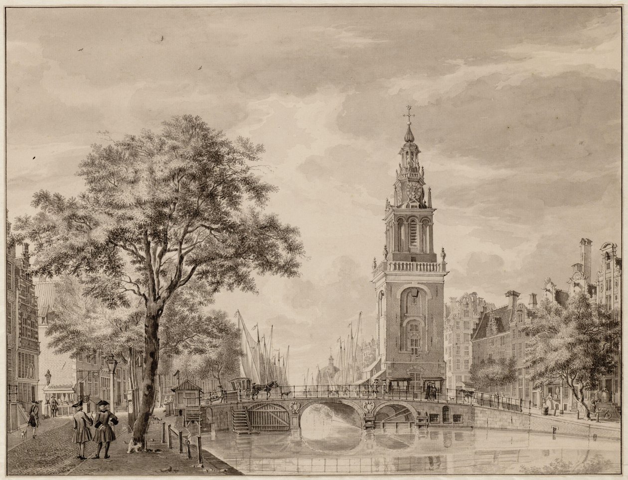 Torensluis i Jan Rodenpoortstoren. Rysunek. Amsterdam, Archiwum Miejskie w Amsterdamie autorstwa Jan de Beijer