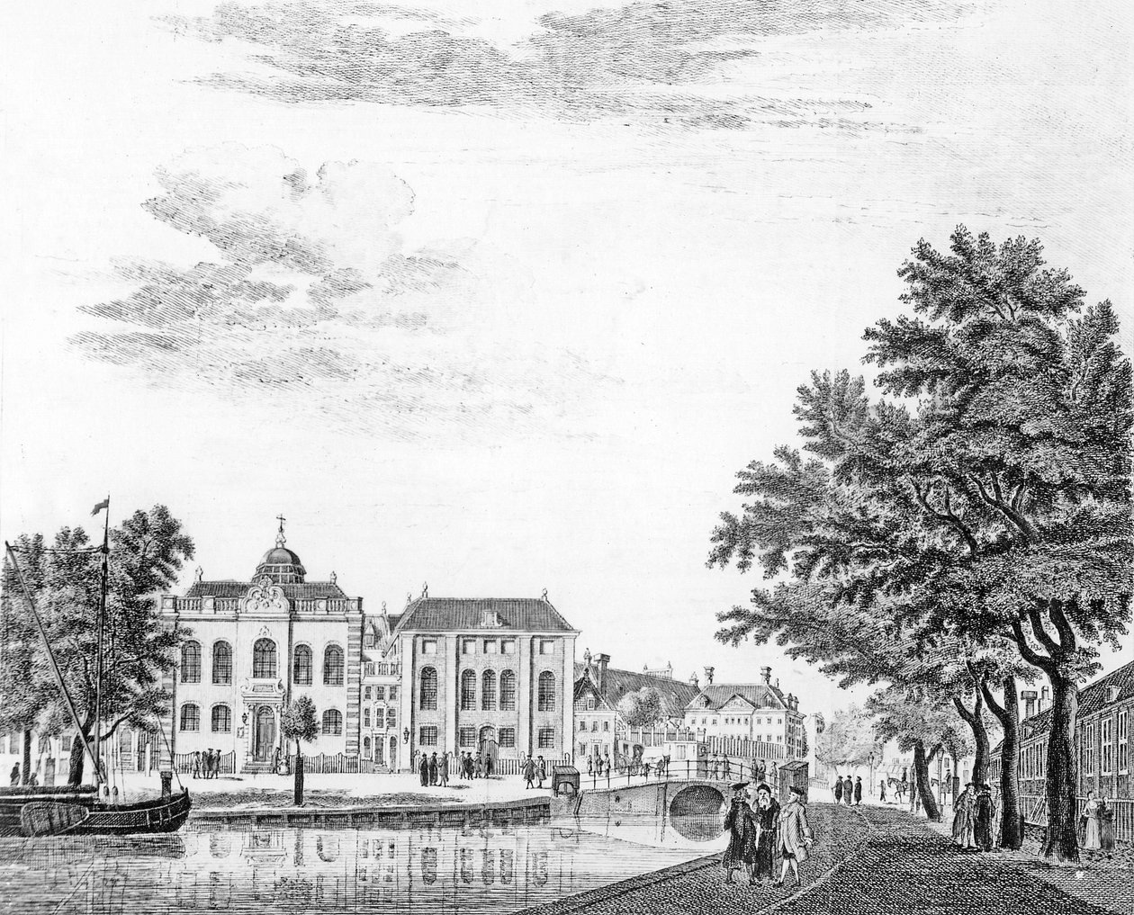 Dwie duże synagogi niemieckich Żydów w Amsterdamie, Holandia, 1765 autorstwa Jan de Beijer