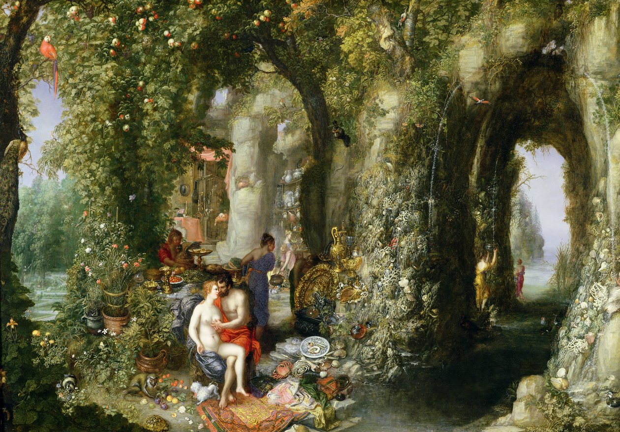 Fantastyczna jaskinia z Odyseuszem i Kalipso autorstwa Jan the Elder Brueghel