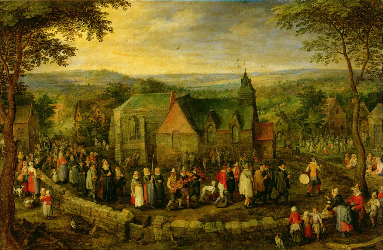 Życie na wsi ze sceną weselną autorstwa Jan the Elder Brueghel