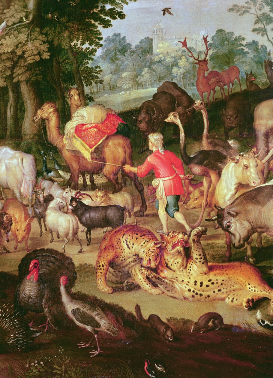 Ziemski raj, detal prawej części, zwierzęta w parach olej na płótnie autorstwa Jan the Elder Brueghel